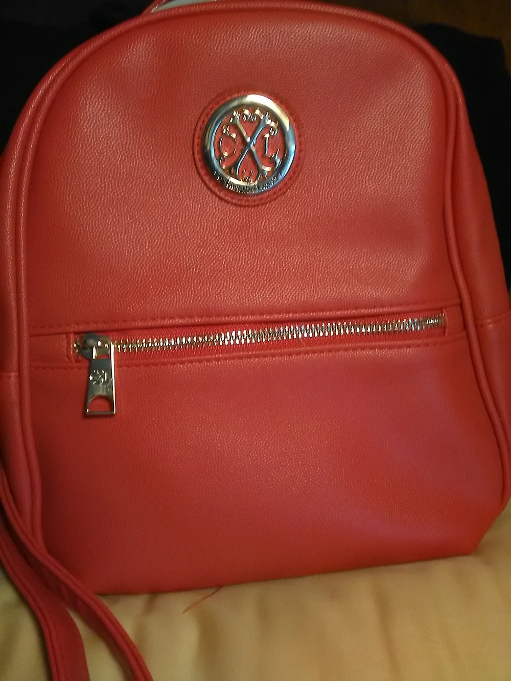 NWT CHRISTIAN LACROIX Red Mini Backpack Bag GOLD METAL ADJ. STRAPS 9 X 10 Approx